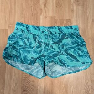 Patagonia Teal Leaf Print Water Shorts - Small